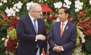 Australian prime minister Scott Morrison with his Indonesian counterpart Joko Widodo