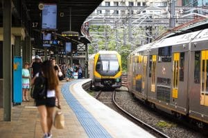 australia train staion with passengers